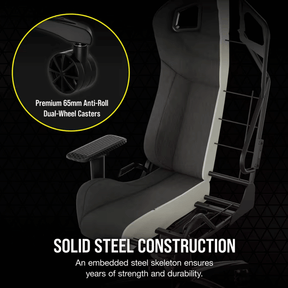 Corsair Silla Gamer T3 RUSH, hasta 120Kg, Gris/Blanco