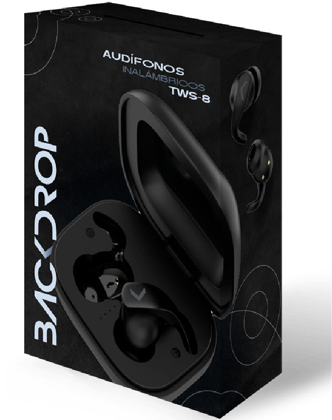 Audifonos Inalambricos Bluetooth Backdrop Tws-8 Sport Color Negro