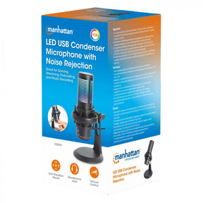 Microfono/Manhattan/102674/Microfono De Condensador Usb Con Led Rgb Y Cancelacion De Ruido