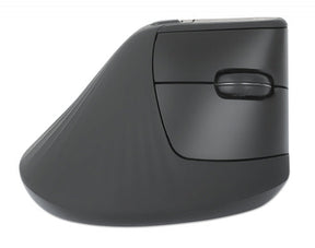 Mouse Ergonómico Manhattan 190336, Inalámbrico, Óptico, 1.600DPI, RF Inalámbrico, Negro
