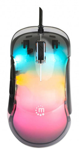 Mouse Manhattan Óptico 190381, Inalámbrico, USB-A, 12800 DPI, Transparente
